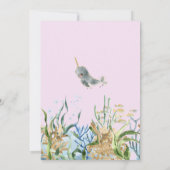 Onder het Zee Pink Narwhal Birthday Invitation Kaart (Achterkant)
