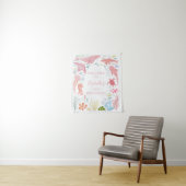 Onder het Zee Pink Ocean Animals Birthday Wandkleed (In situ)