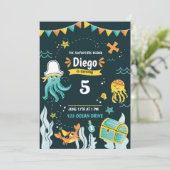Onder het Zee Pirate Birthday Invitation Kaart (Staand voorkant)