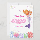 Onder het Zee Princess Mermaid Coral Baby shower Bedankkaart (Voorkant)