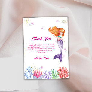 Onder het Zee Princess Mermaid Coral Baby shower Bedankkaart