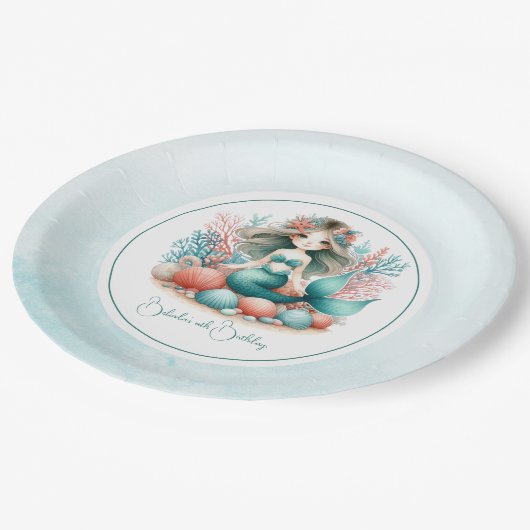 "Onder het Zee Princess" Mermaid Verjaardagsfeest Papieren Bordje (Gekanteld)