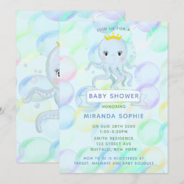 Onder het Zee Prins Octopus Boy Baby shower Kaart
