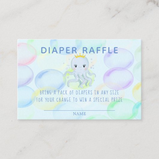 Onder het Zee Prins Octopus Diaper Raffle Visitekaartje (Voorkant)
