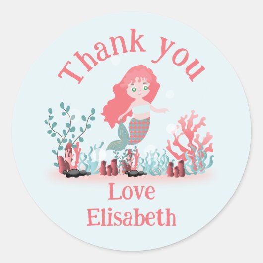 Onder het Zee Prinses Zeemeermin Verjaardag Ronde Sticker (Voorkant)