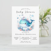 Onder het Zee Printable Whale Baby shower Kaart (Staand voorkant)