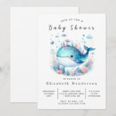 Onder het Zee Printable Whale Baby shower Kaart (Voorkant / Achterkant)