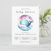 Onder het Zee Printable Whale Baby shower Kaart (Staand voorkant)