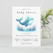 Onder het Zee Printable Whale Baby shower Kaart (Staand voorkant)