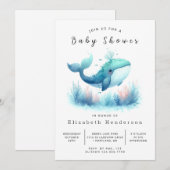 Onder het Zee Printable Whale Baby shower Kaart (Voorkant / Achterkant)