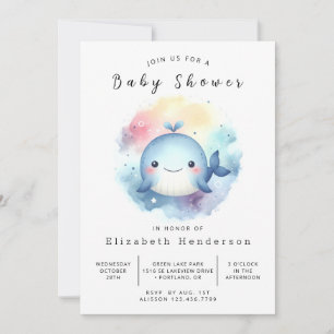 Onder het Zee Printable Whale Baby shower Kaart