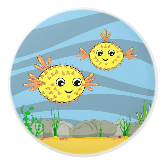 Onder het Zee Puffer Fish Ceramic Knob Keramische Knop (Voorkant)