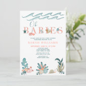 Onder het Zee QR Code Multiples Oh Baby's Shower Kaart (Staand voorkant)