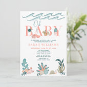 Onder het Zee QR Code Waterverf Oh Baby shower Kaart (Staand voorkant)