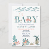 Onder het Zee QR Code Waterverf Oh Baby shower Kaart (Voorkant)