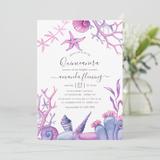 Onder het Zee Quinceañera Aankondiging (Staand voorkant)