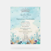 Onder het Zee Quinceanera Cocktails Bar Menu Acryl Bord (Voorkant)