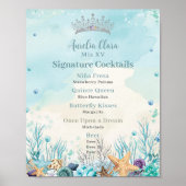 Onder het Zee Quinceanera Cocktails Bar Menu Poster (Voorkant)