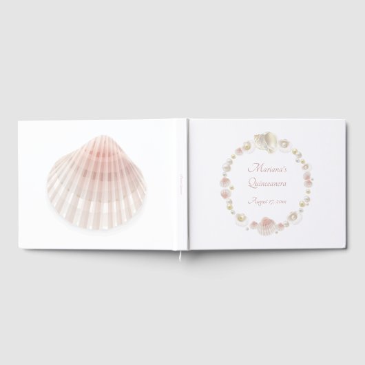 Onder het Zee Quinceanera Party Pink Seashells Gastenboek (Volledig)