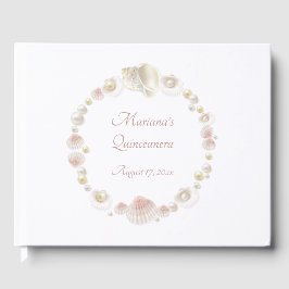 Onder het Zee Quinceanera Party Pink Seashells Gastenboek