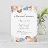 Onder het Zee Quinceanera Party Seashells Border Kaart (Staand voorkant)
