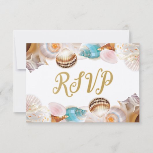 Onder het Zee Quinceanera Party Seashells Border RSVP Kaartje (Voorkant)