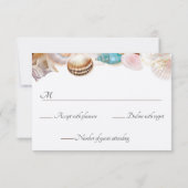 Onder het Zee Quinceanera Party Seashells Border RSVP Kaartje (Achterkant)