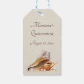 Onder het Zee Quinceanera Party Seashells Favor Cadeaulabel (Achterkant)
