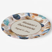 Onder het Zee Quinceanera Party Seashells Pattern Papieren Bordje (Gekanteld)