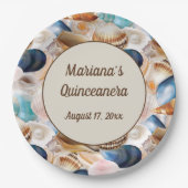Onder het Zee Quinceanera Party Seashells Pattern Papieren Bordje (Voorkant)