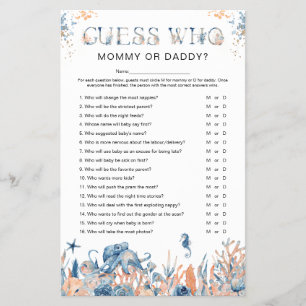 Onder het Zee 'Raad eens wie'-Baby shower Flyer