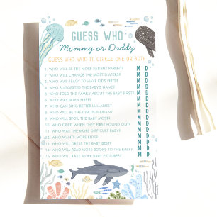 Onder het Zee raden wie Baby shower spel