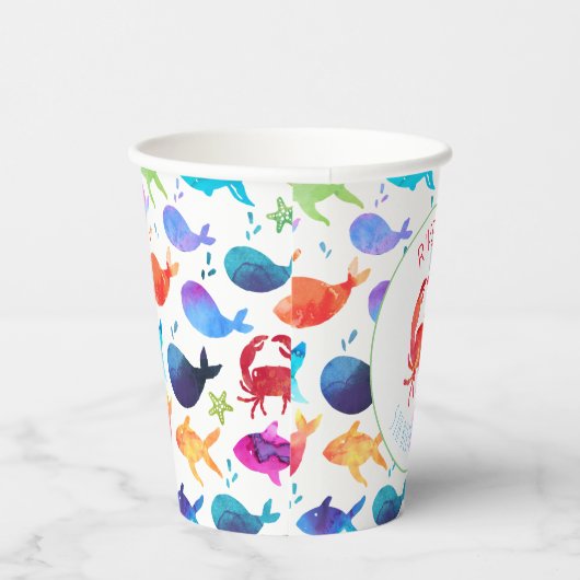 Onder het Zee Rainbow Crab Birthday Baby shower Papieren Bekers (Rechts)