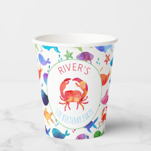 Onder het Zee Rainbow Crab Birthday Baby shower Papieren Bekers