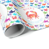 Onder het Zee Rainbow Fish Birthday Baby shower Cadeaupapier (Rol Hoek)