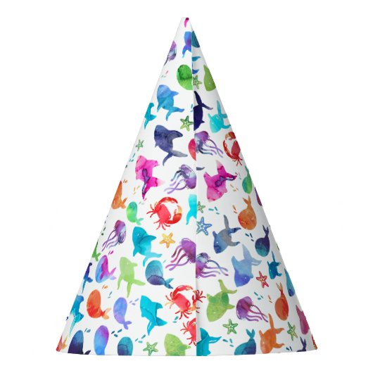 Onder het Zee Rainbow Fish Birthday Baby shower Feesthoedjes (Achterkant)