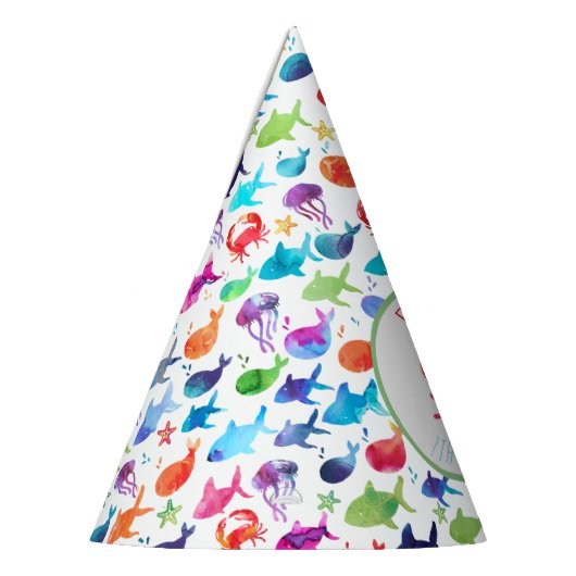 Onder het Zee Rainbow Fish Birthday Baby shower Feesthoedjes (Links)