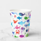Onder het Zee Rainbow Fish Birthday Baby shower Papieren Bekers (Links)