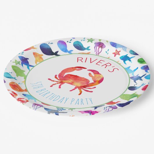 Onder het Zee Rainbow Fish Birthday Baby shower Papieren Bordje (Gekanteld)