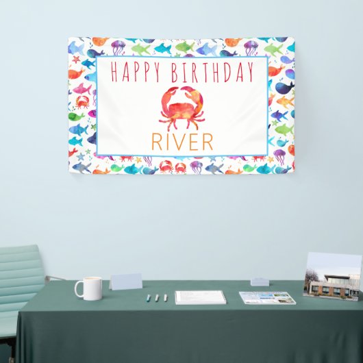 Onder het Zee Rainbow Fish Birthday Baby shower Spandoek (Beurs)