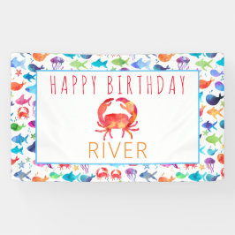 Onder het Zee Rainbow Fish Birthday Baby shower Spandoek
