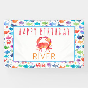 Onder het Zee Rainbow Fish Birthday Baby shower Spandoek