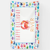 Onder het Zee Rainbow Fish Birthday Baby shower Spandoek (Verticaal)