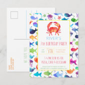 Onder het Zee Rainbow Fish Birthday Baby shower Uitnodiging Briefkaart (Voorkant / Achterkant)