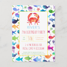 Onder het Zee Rainbow Fish Birthday Baby shower Uitnodiging Briefkaart