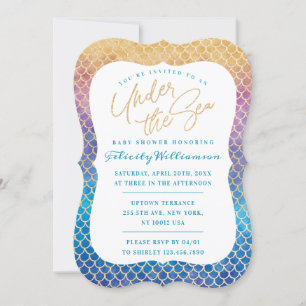 Onder het Zee Rainbow Mermaid Scales Baby shower Kaart