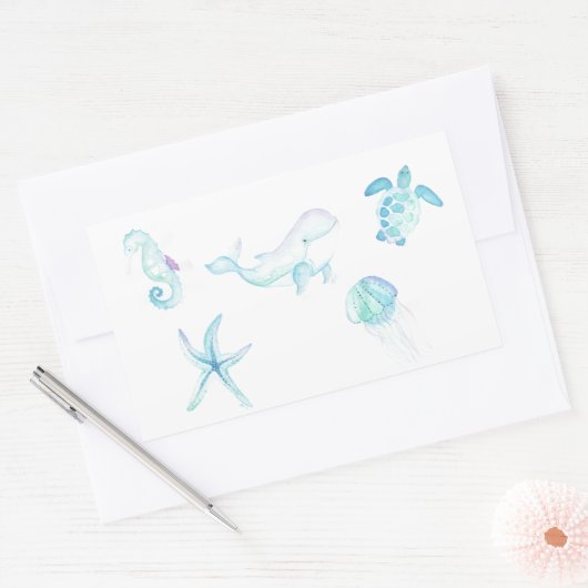 Onder het Zee Rechthoekige Sticker (Envelop)