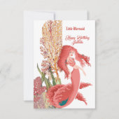 Onder het Zee Red Mermaid Coral Birthday Greeting Kaart (Voorkant)