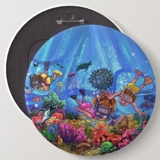 Onder het Zee Ronde Button 6,0 Cm (Voorkant /achterkant)