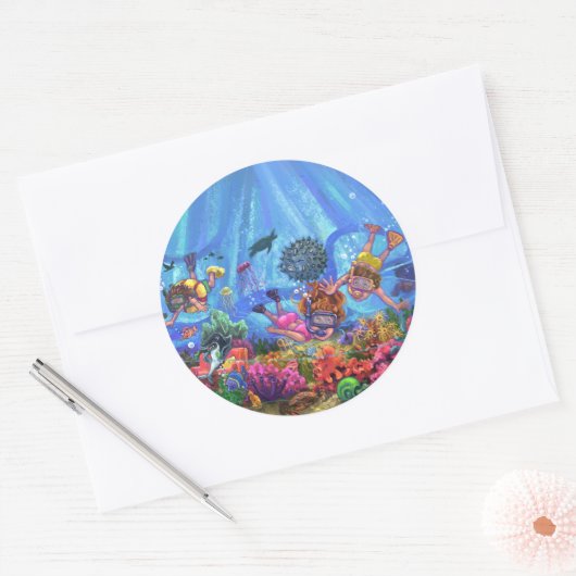 Onder het Zee Ronde Sticker (Envelop)